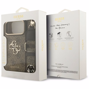Guess 4G Big 4G Classic Logo Big Strap Metal Buttons чехол iPhone 17 Pro Max коричневый