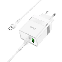 Lādētājs Hoco N21 30W USB-C/USB-A + USB-C uz USB-C kabelis 1.0m, balts