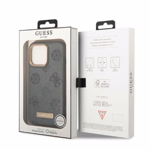 Guess GUHMP13XSAPSTG iPhone 13 Pro Max 6.7" pelēks/pelēks cietais apvalks Peonijas logotips Magnētiskais