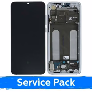 LCD displejs saderīgs ar Xiaomi Mi 9 Lite ar rāmi / Pearl White / (Service Pack)