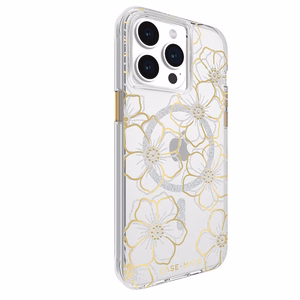 Case-Mate Floral Gems MagSafe vāciņš ierīcei iPhone 15 Pro Max, zelta krāsā