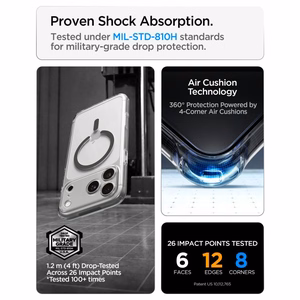 Spigen Ultra Hybrid MagSafe maciņš iPhone 18 Pro / 17 Pro, caurspīdīgs grafīta krāsā