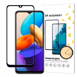 Закаленное стекло Wozinsky Full Glue на весь экран с рамкой для Vivo Y35 / Y22 / Y22s, черное (совместимо с чехлом)