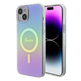 Guess IML Iridescent MagSafe apvalks iPhone 15 Plus - violets