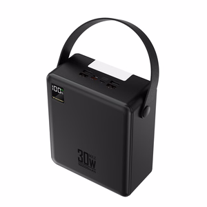 Wozinsky W8-B 100000mAh 30W ārējais akumulators, 2xUSB-A, 2xUSB-C, ar lukturīti, melns