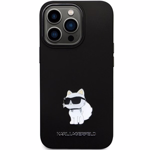 Karl Lagerfeld KLHCP13LSMHCNPK viedtālruņa apvalks iPhone 13 Pro / 13 - melns silikona C metāla piespraude
