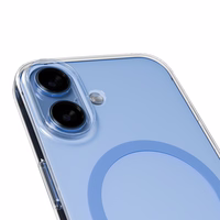Puro Lite Mag TPU+PC apvalks MagSafe saderīgs viedtālrunim iPhone 17 - caurspīdīgs ar zilu gredzenu