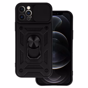 Slide Camera Armor viedtālruņa apvalks Iphone 12 Pro melns