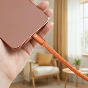 Kabelis USB C uz USB C Forcell F-Energy QC4.0 PD 5A 100W Cafule Flat 1,2 m CCFN23 oranžs