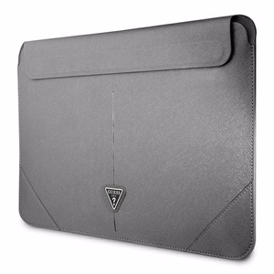 Guess Saffiano Triangle Logo apvalks 16" klēpjdatoram - sudraba