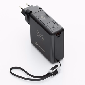 FORCELL F-ENERGY daudzfunkcionāls lādētājs 45W 6in1 ar USB A un USB C ligzdām, portatīvais lādētājs 15000mAh un bezvadu uzlāde 15W