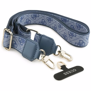 Guess 4G Strass Logo & Big Strap Metal Buttons Magnētiskais viedtālruņa apvalks iPhone 17 - zils