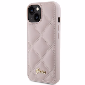 Guess Quilted Metal Logo viedtālruņa apvalks iPhone 15 - rozā