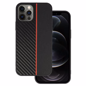 Tel Protect CARBON maciņš iPhone 12 Pro Max, melns ar sarkanu svītru