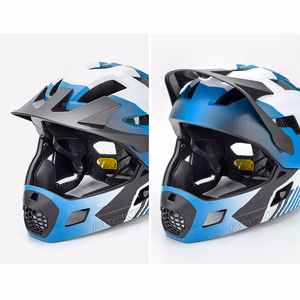 Rockbros TS-61 10110061001 bērnu velo ķivere ar noņemamu zoda aizsargu, izmērs S (48-52) - zila