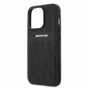 AMG AMHCP13LOSDBK iPhone 13 Pro / 13 6.1" melna/melna cietais apvalks ādas liektās līnijas