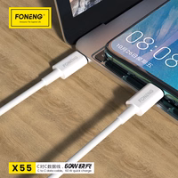 Foneng Kabelis X55 - Type-C uz Type-C - PD 60W 2 m balts
