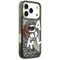 Karl Lagerfeld Šķidrs mirdzošs Choupette logotips Magnētiskais viedtālruņa apvalks iPhone 17 Pro - melns