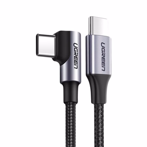Ugreen US255 50125 USB-C (taisns) / USB-C (leņķa) PD QC kabelis 60W 3A 2m - pelēks
