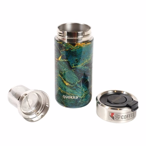 Quokka Boost Coffee Tumbler nerūsējošā tērauda termokrūze ar sietiņu, 400 ml, Zaļais akmens