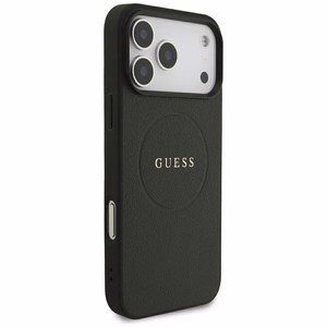Guess Grained Gold Ring MagSafe maciņš modelim iPhone 18 Pro Max / 17 Pro Max – krāsa: melna