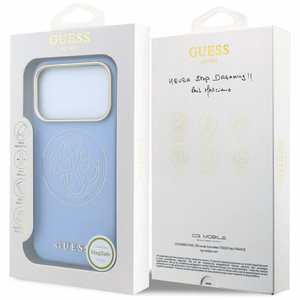 Guess Perforated 4G Gold Logo MagSafe maciņš modelim iPhone 18 Pro / 17 Pro – krāsa: gaiši zila