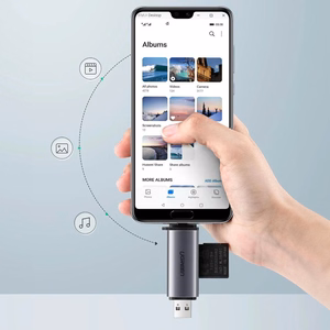 Atmiņas karšu lasītājs Ugreen CM185 USB-A 3.0/USB-C 3.1 to TF/SD (50706) pelēks