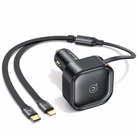 USAMS Auto lādētājs ar satīšanas kabeli 1xUSB-C+1x Lightning C41 PD 30W Fast Charge melns CC219CC01 (US-CC219)