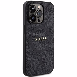 Guess viedtālruņa apvalks iPhone 15 Pro Max 6,7" GUHMP15XG4GFRK melns HC MAGSAFE PU 4G RING CLASSIC LOGO