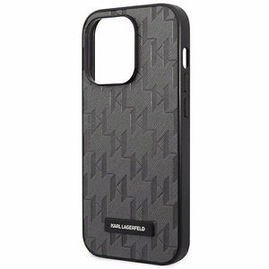 Karl Lagerfeld Saffiano Mono Metāla Logotips iPhone 14 Pro Max 6.7" Viedtālruņa apvalks - pelēka