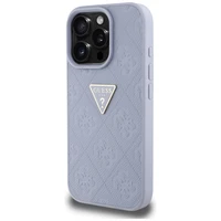Guess Hot Stamp 4G Pattern Triangle Metal Logo viedtālruņa apvalks iPhone 16 Pro - violets