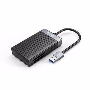 Orico CL4D-A3 atmiņas karšu lasītājs USB-A 3.0, SD/microSD/CF/MS, 5 Gbps – melns ar sudraba krāsu