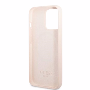Guess GUHMP13LSPLP iPhone 13 Pro / 13 6.1" rozā/rozā cietais apvalks Silikona Logo Plate Magnētiskais