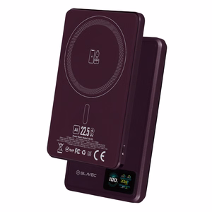 Blavec BJ-03 5000 mAh īpaši plāns magnētisks ārējais akumulators ar MagSafe, 7,8 mm, USB-C, 22,5 W, 3 vienā (PBBJ03-MC5O) (krāsa: violeta; alumīnija korpuss)