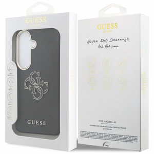 Guess maciņš Grained Big 4G Metal Logo priekš Samsung Galaxy S26 melns
