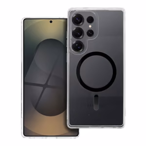 Drop Glue Krāsains Gredzens Magnētiskais Viedtālruņa apvalks saderīgs ar MagSafe SAMSUNG S25 ULTRA melna