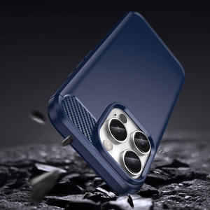 Carbon viedtālruņa apvalks iPhone 16 Pro Max silikona apvalks - zils