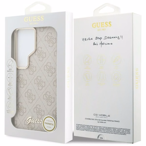 Guess maciņš 4G Script MagSafe priekš Samsung Galaxy S26 Ultra rozā