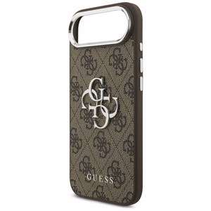GUESS viedtālruņa apvalks IPHONE 17 Air GUHCP17MP4G4SMCW (4G PU ādas apvalks ar lielu 4G un klasisko logotipu un sudraba metāla kameras rāmi) brūns