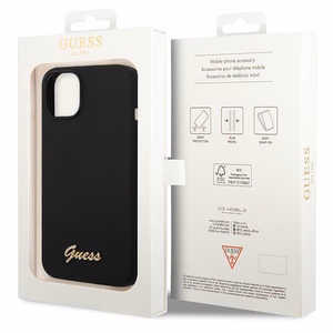 Guess GUHCP14MSLSMK iPhone 14 Plus 6.7 "melns/melns cietais apvalks Silicone Vintage Gold Logo