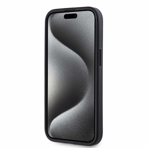 Karl Lagerfeld diagonāli stepēts Script viedtālruņa apvalks iPhone 15 Plus / 14 Plus - melns
