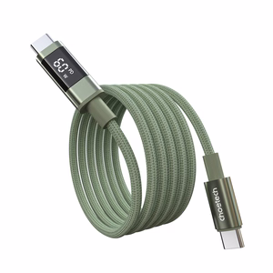 Choetech XCC-1068 PD 60W USB-C - USB-C kabelis ar displeju 1.2 m - zaļš
