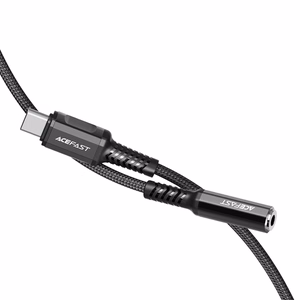 Acefast audio kabelis USB Type C - 3.5mm mini jack (female) 18cm, DAC, AUX melns (C1-07 melns)