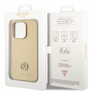 Guess GUHCP15XPS4DGPD iPhone 15 Pro Max 6.7" zelta/zelta cietais apvalks Strass Metāla Logotips