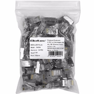 Qoltec 54554 RJ45 modulārais savienotājs | CAT5e | FTP | Apzeltīti kontakti | 100 gab.