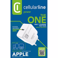 Cellularline The One - USB-C Power Delivery 30W mains lādētājs (balts)