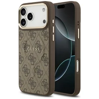 Guess 4G PU Classic Logo Magnētiskais viedtālruņa apvalks iPhone 17 Pro Max - brūns