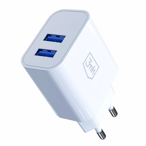 3mk FlowPower 10W 2.4A 2A sienas lādētājs - balts