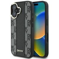 DKNY Rūtainais raksts magnētiskais iPhone 16 viedtālruņa apvalks - melns