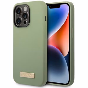 Guess silikona logotipa plāksnes vāciņš MagSafe viedtālrunim iPhone 14 Pro Max – zaļš